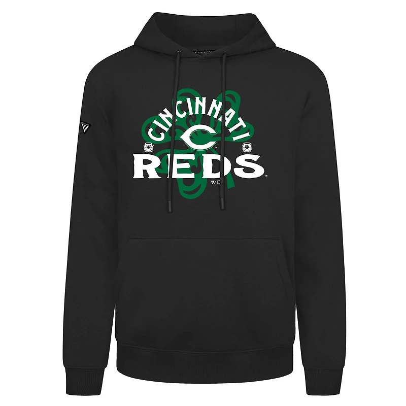 Sweat à capuche noir pour homme Cincinnati Reds St. Patrick's Day Podium Shamrock
