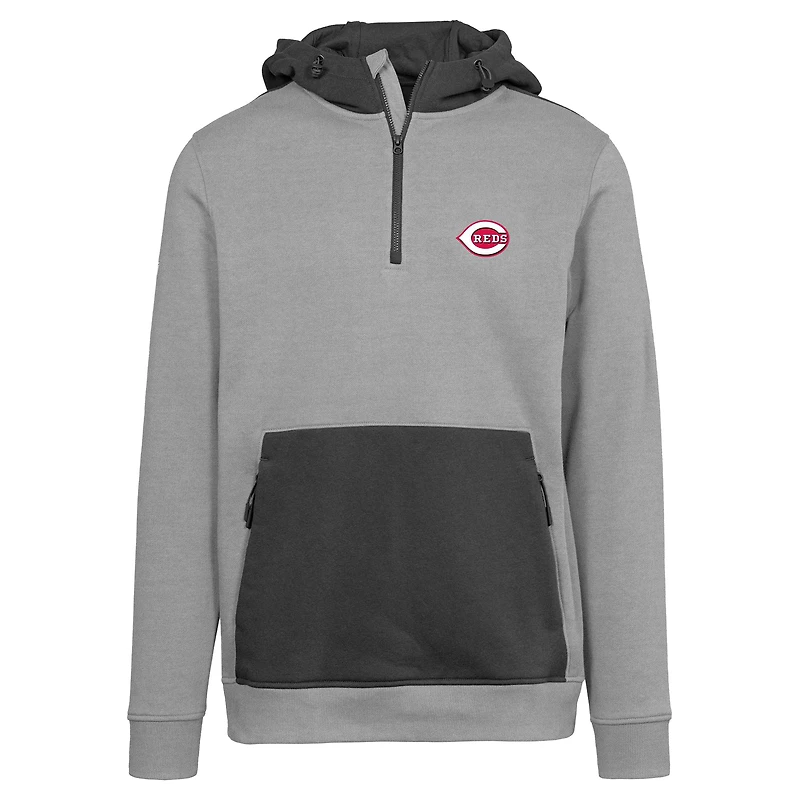 Men's Levelwear  Gray Cincinnati Reds Chicane Insignia 2.0 Quarter-Zip Hoodie