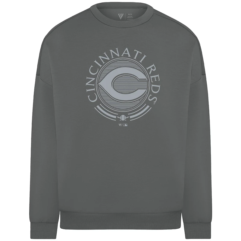 Men's Levelwear Gray Cincinnati Reds Luxe Signature Grain Pullover Sweatshirt