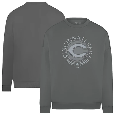 Sweat-shirt à col rond gris Cincinnati Reds Luxe Signature Grain pour homme