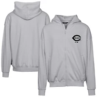 Sweat à capuche surdimensionné entièrement zippé Cincinnati Reds gris pour homme Levelwear Uphill Digital Camo