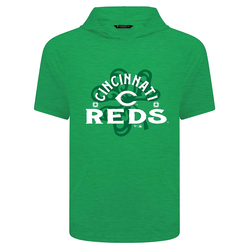 T-shirt à manches courtes et capuche pour homme Levelwear Green Cincinnati Reds St. Patrick's Day Phase Shamrock