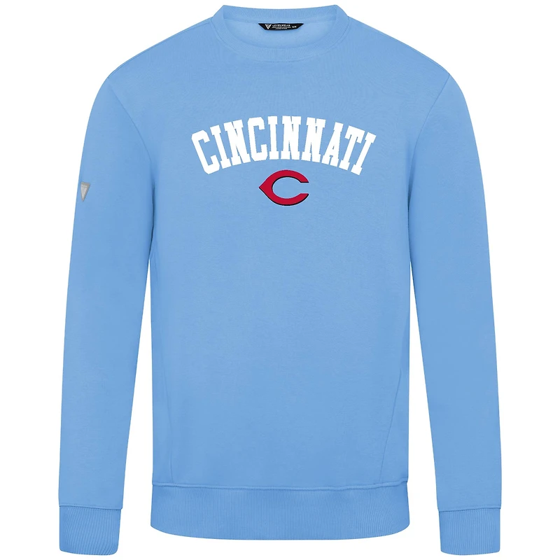 Sweat-shirt à capuche Levelwear bleu clair pour homme, modèle Zane Felt Arch, des Reds de Cincinnati.