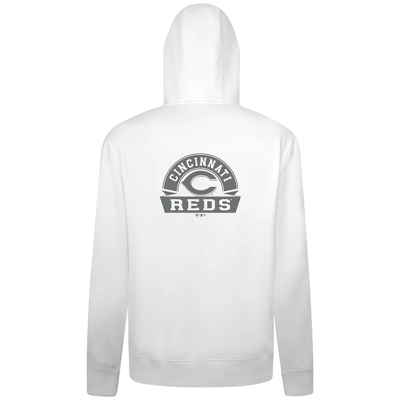 Men's Levelwear White Cincinnati Reds Podium Banner Arch Full-Zip Hoodie
