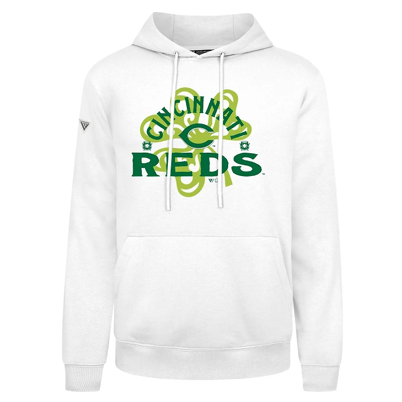 Sweat à capuche blanc pour homme Cincinnati Reds St. Patrick's Day Podium Shamrock