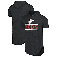 T-shirt à capuche en trois mélanges Majestic Threads pour hommes, noir, Cincinnati Reds