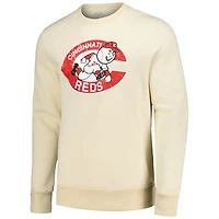 Men's Majestic Threads Oatmeal Cincinnati Reds Fleece Pullover Sweatshirt