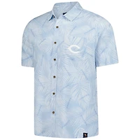 Chemise boutonnée en lin bleu Margaritaville pour homme, équipe des Cincinnati Reds