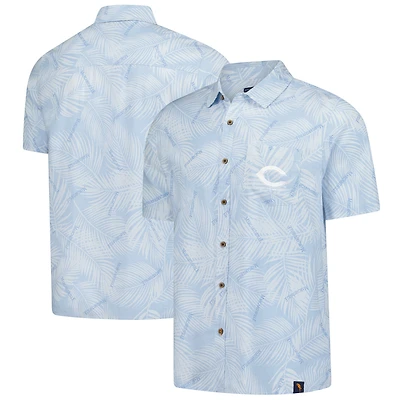 Men's Margaritaville Blue Cincinnati Reds Linen Party Button-Up Shirt