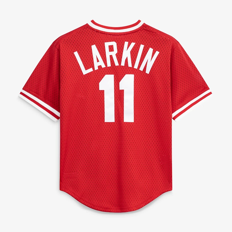 Men's Mitchell & Ness Barry Larkin Red Cincinnati Reds Authentic Batting Practice Jersey