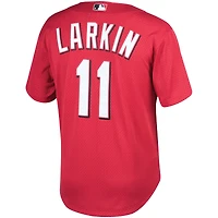 Maillot d'entraînement au bâton en maille Mitchell & Ness Barry Larkin rouge Cincinnati Throwback Reds Cooperstown pour hommes
