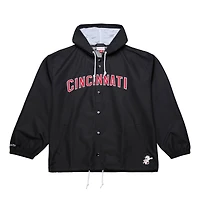 Men's Mitchell & Ness  Black Cincinnati Reds Full-Snap Hooded Coaches Jacket