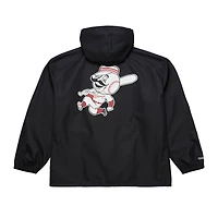 Men's Mitchell & Ness  Black Cincinnati Reds Full-Snap Hooded Coaches Jacket