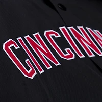 Men's Mitchell & Ness  Black Cincinnati Reds Full-Snap Hooded Coaches Jacket