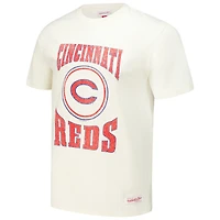 Men's Mitchell & Ness Cream Cincinnati Reds Arched Logo Slub T-Shirt