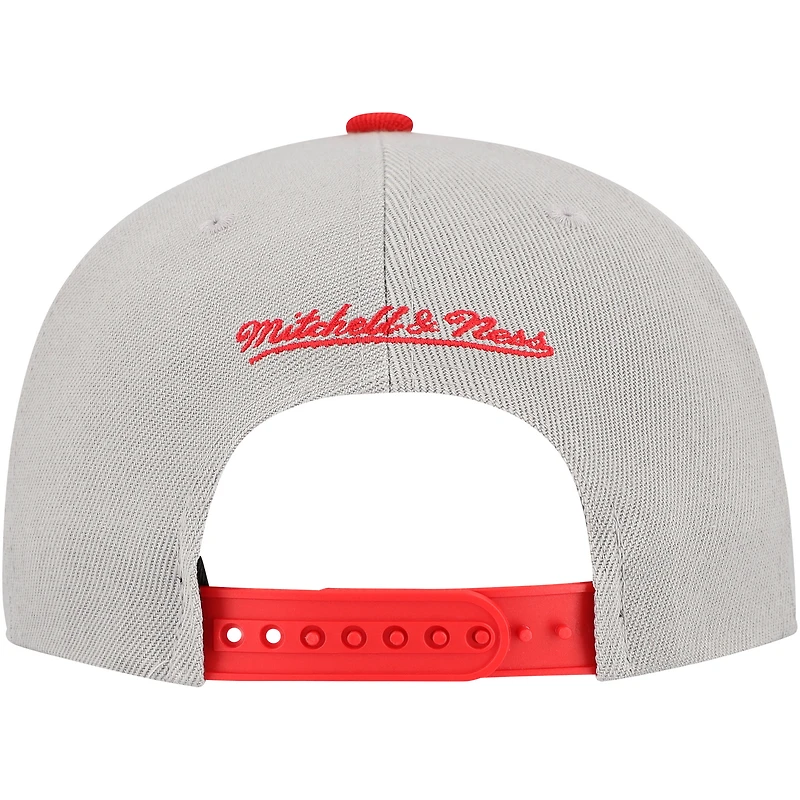 Casquette Snapback à panneau Knock Out des Cincinnati Reds gris Mitchell & Ness pour hommes