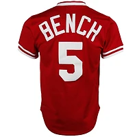 Mitchell & Ness Johnny Bench Rouge Cincinnati Reds 1983 Authentique Maillot d'entraînement au bâton en maille de la collection Cooperstown pour hommes