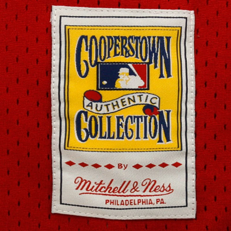 Mitchell & Ness Johnny Bench Rouge Cincinnati Reds 1983 Authentique Maillot d'entraînement au bâton en maille de la collection Cooperstown pour hommes