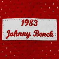 Mitchell & Ness Johnny Bench Rouge Cincinnati Reds 1983 Authentique Maillot d'entraînement au bâton en maille de la collection Cooperstown pour hommes
