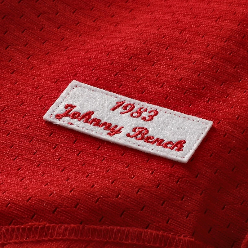 Maillot d'entraînement authentique Mitchell & Ness Johnny Bench rouge écarlate des Reds de Cincinnati pour homme