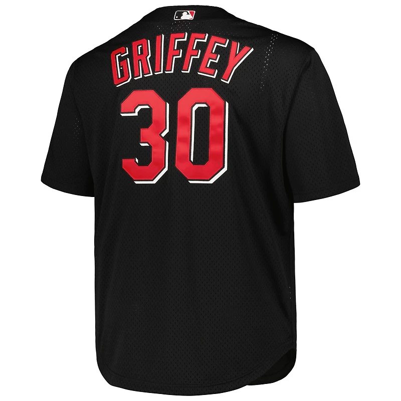Men's Mitchell & Ness Ken Griffey Jr. Black Cincinnati Reds Big Tall Cooperstown Collection Batting Practice Replica Jersey
