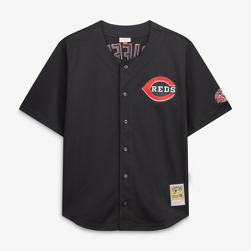 Men's Mitchell & Ness Ken Griffey Jr. Black Cincinnati Reds Big Tall Cooperstown Mesh Batting Practice Jersey