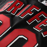 Maillot d'entraînement au bâton Mitchell & Ness Ken Griffey Jr. noir pour homme, grandes tailles, des Reds de Cincinnati, modèle Cooperstown Mesh.