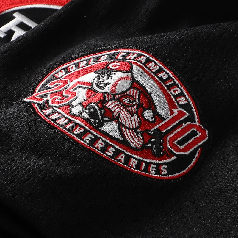 Men's Mitchell & Ness Ken Griffey Jr. Black Cincinnati Reds Cooperstown Collection Mesh Batting Practice Button-Up Jersey