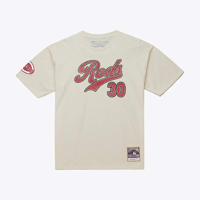 Men's Mitchell & Ness Ken Griffey Jr. Cream Cincinnati Reds Cooperstown Collection Throwback Name Number T-Shirt