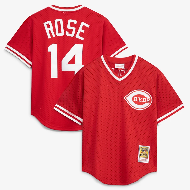 Men's Mitchell & Ness Pete Rose Red Cincinnati Reds Authentic Batting Practice Jersey