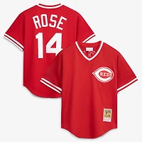 Men's Mitchell & Ness Pete Rose Red Cincinnati Reds Authentic Batting Practice Jersey