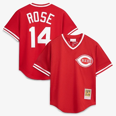 Men's Mitchell & Ness Pete Rose Red Cincinnati Reds Authentic Batting Practice Jersey