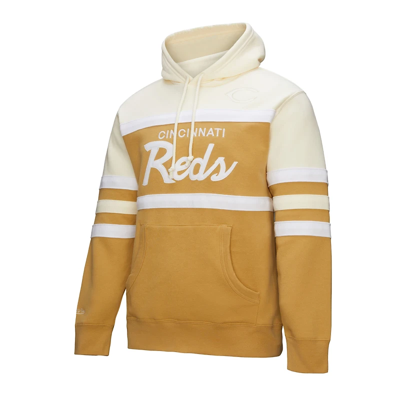 Sweat à capuche Mitchell & Ness pour homme, couleur beige/crème, entraîneur des Reds de Cincinnati