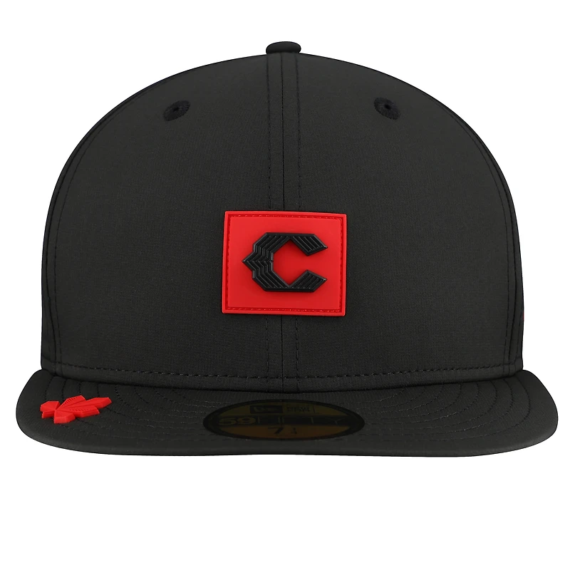 Casquette ajustée New Era noire pour homme Cincinnati Reds 2026 Clubhouse Alternate 59FIFTY