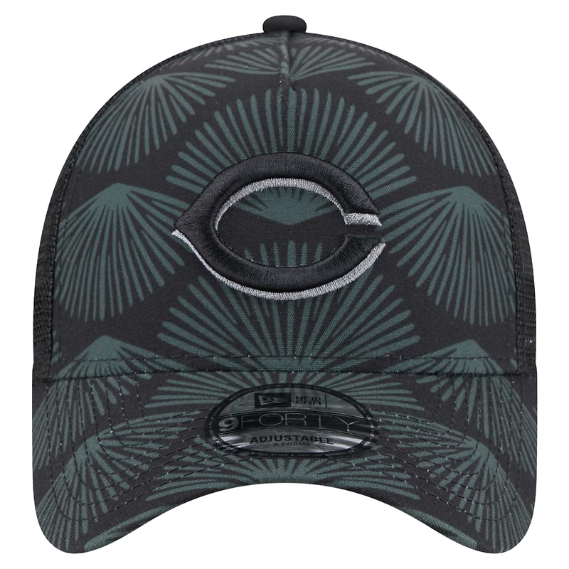 Men's New Era  Black Cincinnati Reds 9FORTY A-Frame Trucker Adjustable Hat