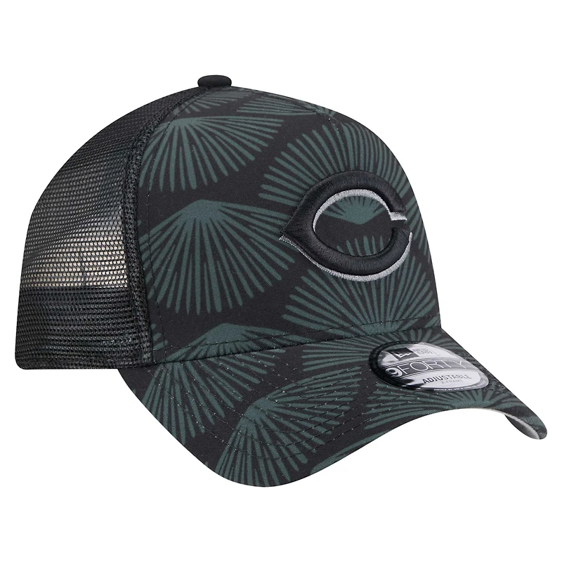 Men's New Era  Black Cincinnati Reds 9FORTY A-Frame Trucker Adjustable Hat
