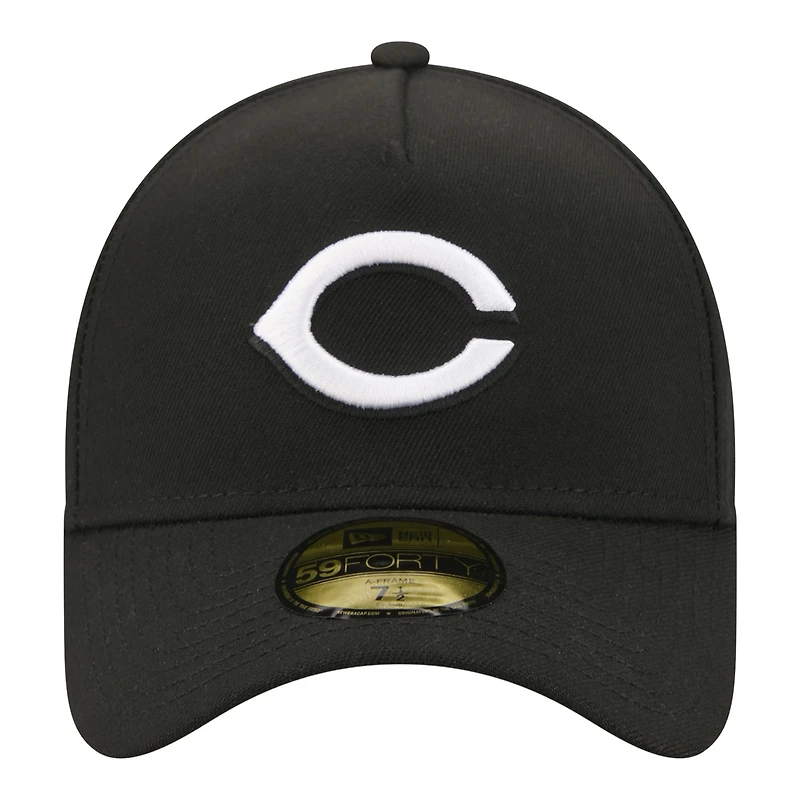Men's New Era Black Cincinnati Reds A-Frame 59FORTY Fitted Hat