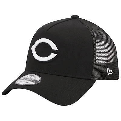 Men's New Era Black Cincinnati Reds A-Frame 9FORTY Trucker Adjustable Hat