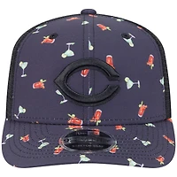 Men's New Era Black Cincinnati Reds Adventure Drinks Pattern 9SEVENTY Stretch-Snap Hat