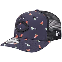 Casquette extensible à boutons-pression New Era noire pour homme, motif Adventure Drinks 9SEVENTY, Cincinnati Reds