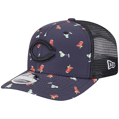 Casquette extensible à boutons-pression New Era noire pour homme, motif Adventure Drinks 9SEVENTY, Cincinnati Reds