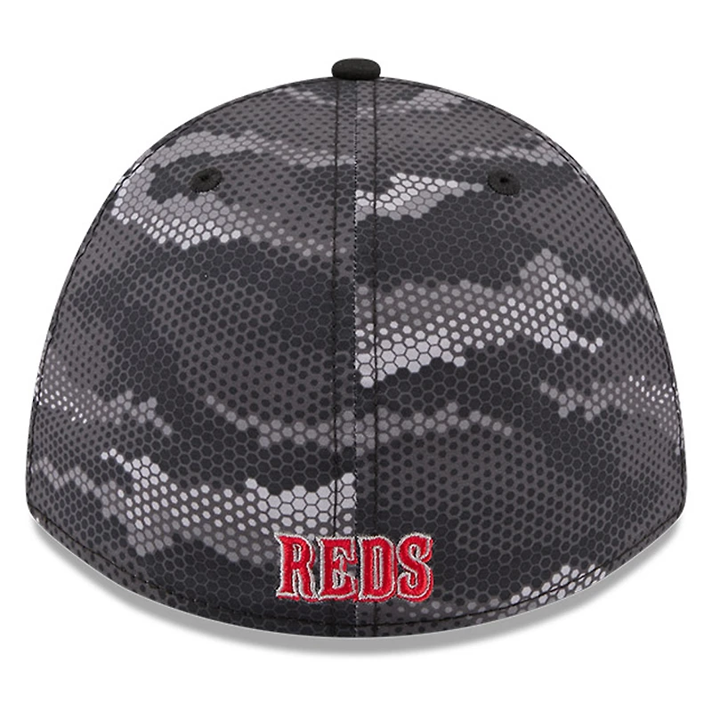 Men's New Era Black Cincinnati Reds Camo 39THIRTY A-Frame Flex Hat