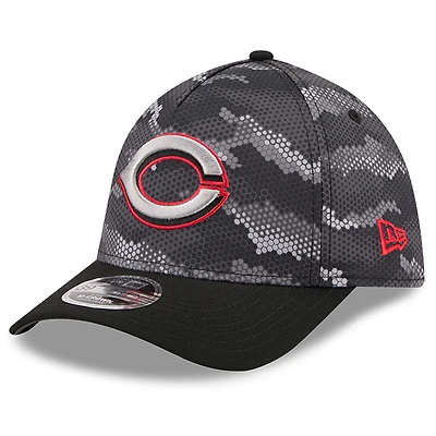 Casquette New Era noire pour homme, motif camouflage Cincinnati Reds, modèle 39THIRTY A-Frame Flex