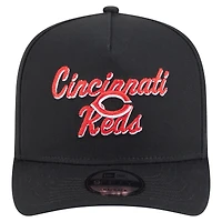 Men's New Era Black Cincinnati Reds Chainstitch 9FIFTY A-Frame Snapback Hat
