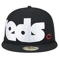 Men's New Era Black Cincinnati Reds Checkered Undervisor 59FIFTY Fitted Hat