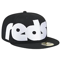 Men's New Era Black Cincinnati Reds Checkered Undervisor 59FIFTY Fitted Hat