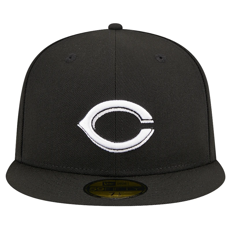 Men's New Era Black Cincinnati Reds Logo 59FIFTY Fitted Hat