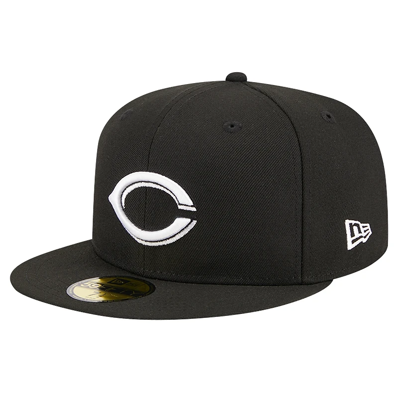 Men's New Era Black Cincinnati Reds Logo 59FIFTY Fitted Hat