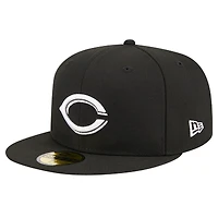 Men's New Era Black Cincinnati Reds Logo 59FIFTY Fitted Hat