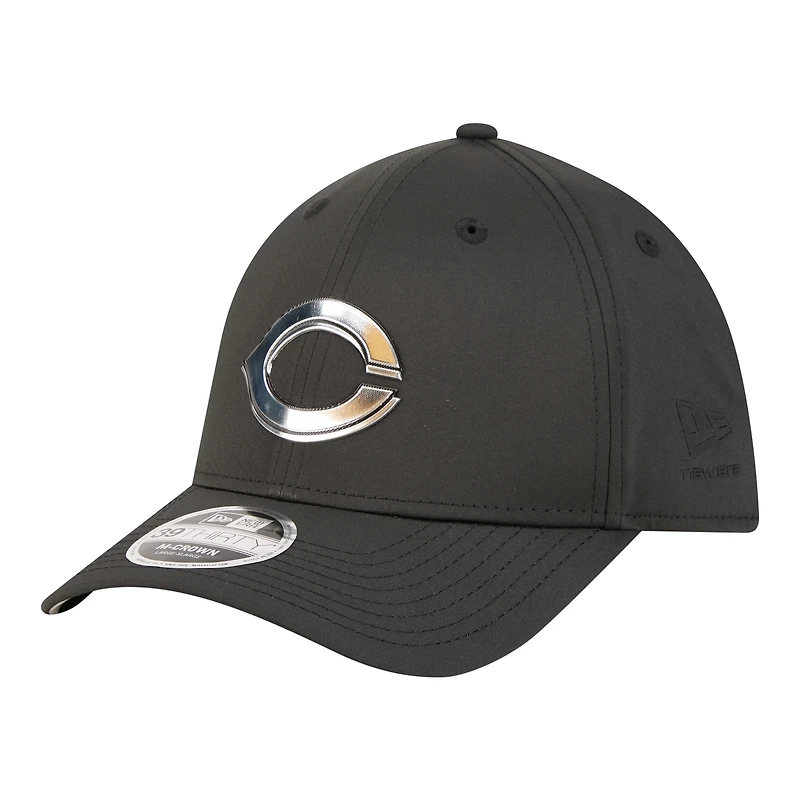 Men's New Era  Black Cincinnati Reds Metallic 39THIRTY M-Crown Flex Hat